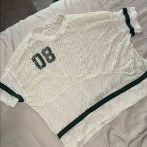 Lace jersey top